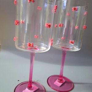 PINK BOW WINE GLASSES